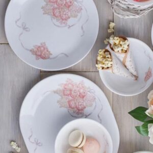 CORELLE ASIA COLLECTION GOLD SERIES PEONY BOUQUET 21 PCS DINNER SET