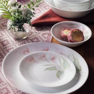 CORELLE ASIA COLLECTION SQUARE ROUND LILYVILLE 21 PCS DINNER SET