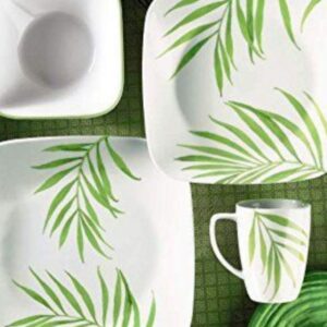 CORELLE LIVINGWARE SQUARE ROUND BAMBOO LEAF 21 PCS DINNER SET