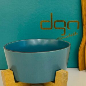 DGN Steel Teal Bamboo Stand Bowl with Utensils Set