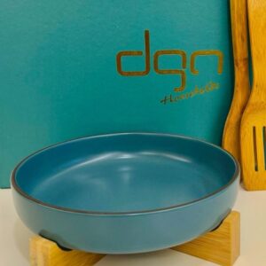 DGN Steel Teal Bamboo Stand Dish with Utensils Set