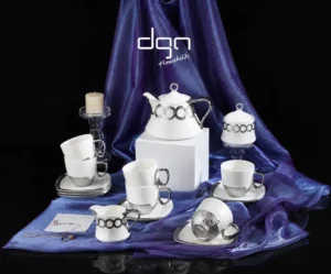 DGN Luxury Silver-Rimmed Tea Set