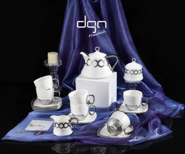 DGN Luxury Silver-Rimmed Tea Set DGN Luxury Silver-Rimmed Tea Set
